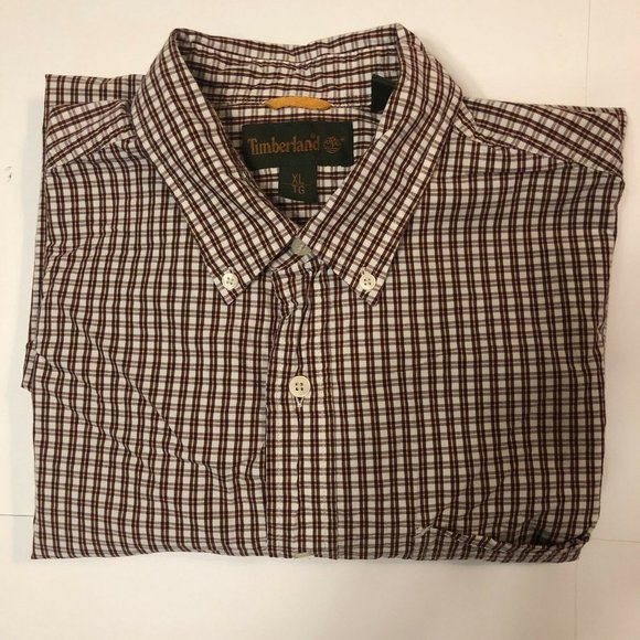 Timberland Long Sleeve Button Down Casual Shirt, XL, Red/White Checks, Cotton - Picture 8 of 8